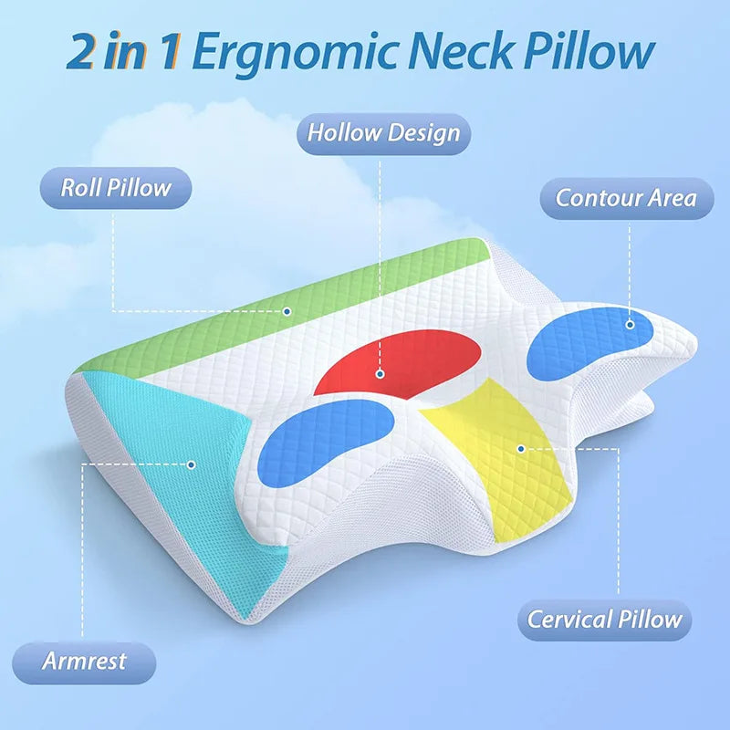 Oreillers de lit ergonomiques tricotés en mousse à mémoire de forme, à haute et basse conformité, doux pour la peau et anti-ronflement, personnalisés pour soulager les douleurs cervicales