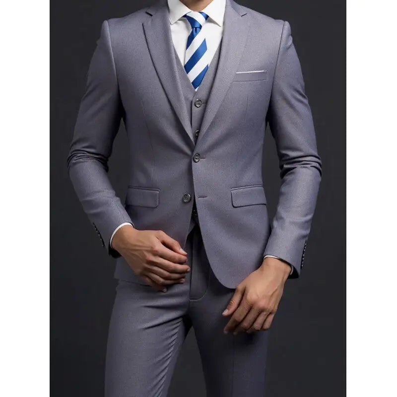 Traje (blazer + chaleco + pantalón) de hombre, elegante, de negocios, estilo británico, color liso, para banquete, anfitrión o boda, informal