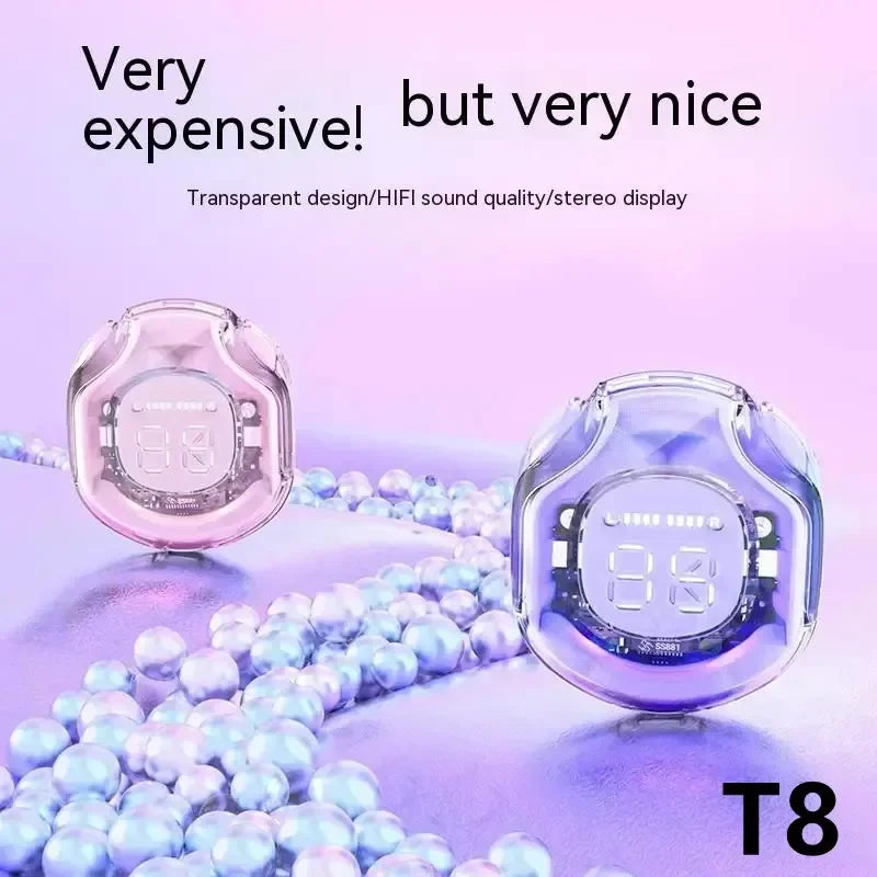 Auriculares Bluetooth T8 PRO TWS transparentes con pantalla digital LED, auriculares inalámbricos in-ear para Xiaomi, Huawei, iPhone