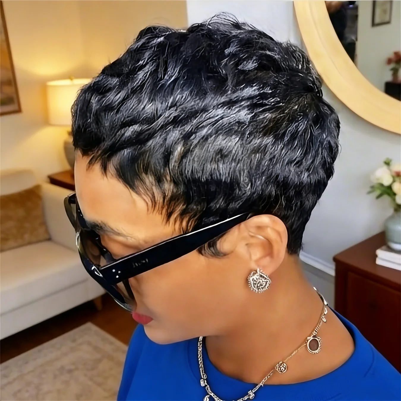 Burgundy Curly Pixie Cut Wig