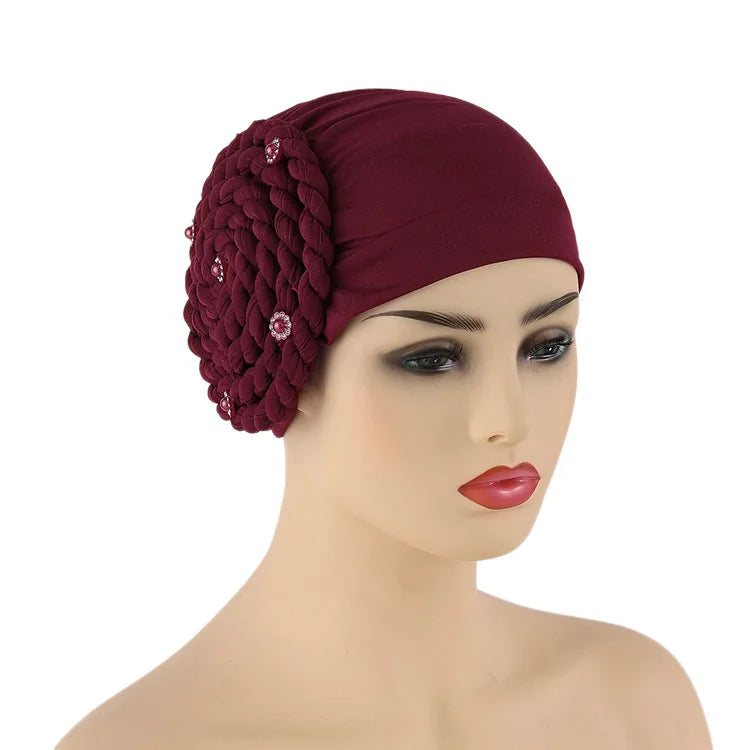 Diamantfletter Turbanhatt for kvinner Muslimsk hodeskjerf Panser Kvinnelig Inner Hijab Arabisk Hodeplagg Afrikansk Hodebånd Caps
