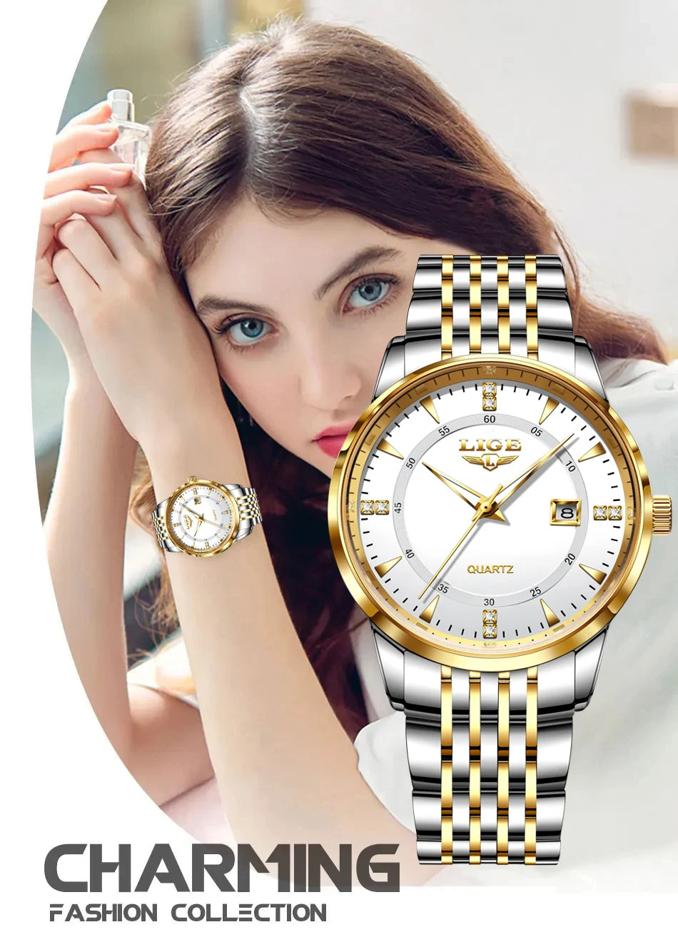 LIGE Nuevos Relojes Impermeables de Mujer Moda Reloj de Pulsera para Mujer Reloj de Cuarzo de Lujo de Marca Superior con Fecha para Mujer Relogio Feminino