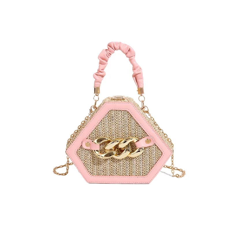 Straw Chain Shoulder Bag