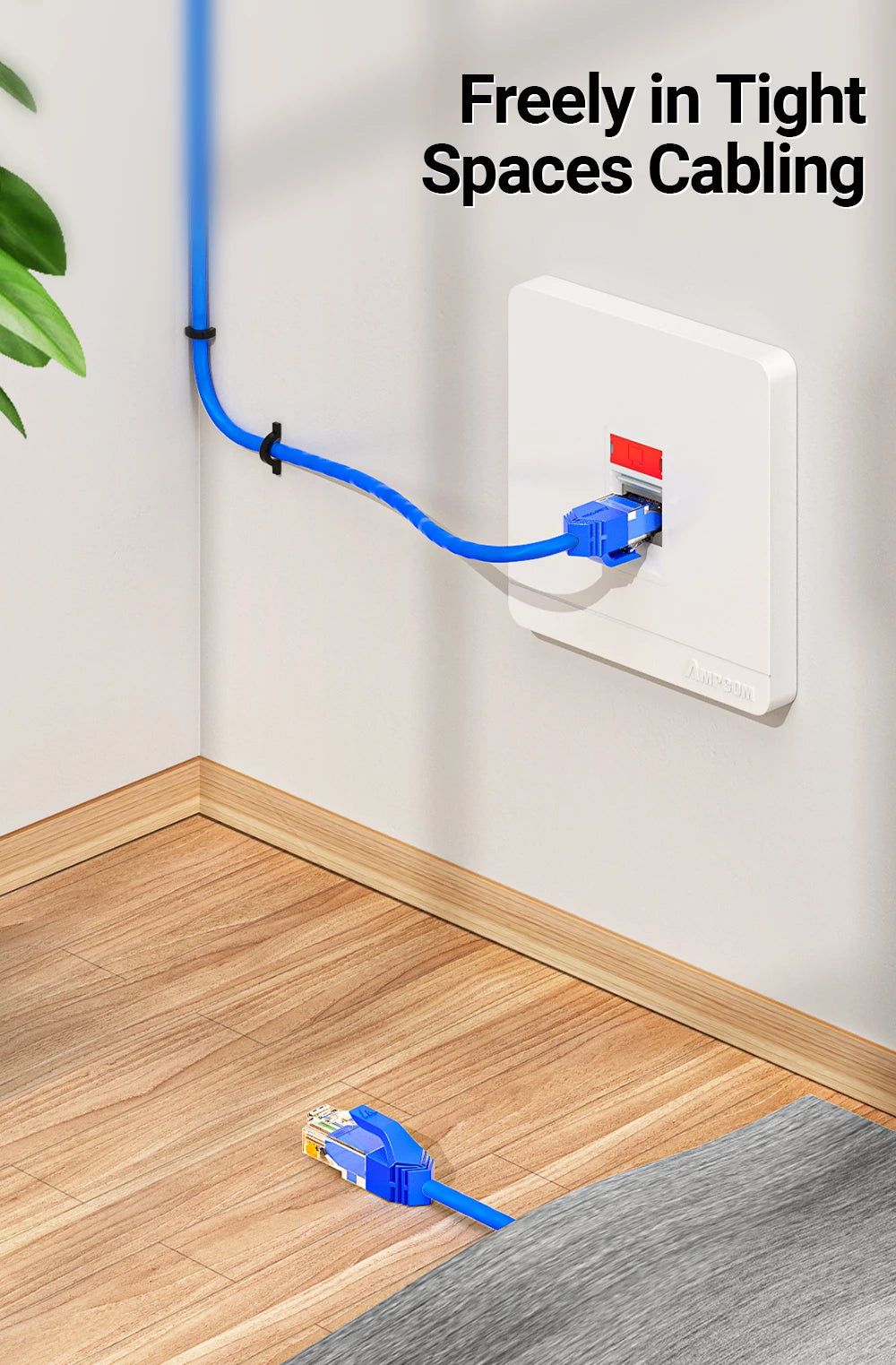 AMPCOM Ethernet Cable, Ultra Thin Cat6 RJ45 Lan Cable UTP RJ 45 Networking Cables Patch Cord for Desktop Computers Modem Router