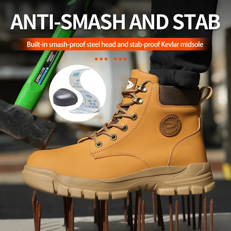 Zapatos de seguridad con puntera de acero para hombres y mujeres, ligeros, anticaída, zapatillas con puntera de acero, botas de trabajo indestructibles, calzado de seguridad para construcción