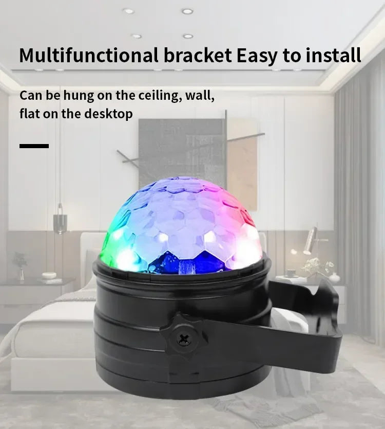 Luz LED de escenario para discoteca, bola giratoria, estroboscópica, control de sonido remoto, mágica, para coche, RGB, regalo de Navidad, fiesta, club, lámpara de espectáculo láser