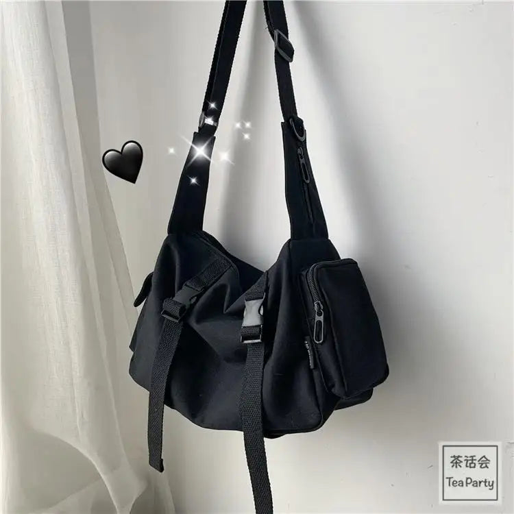 Nuevo bolso cruzado diagonal de lona, versión informal de moda juvenil, bolso de hombro de gran capacidad para mujer, bolsos de mensajero de color liso para mujer