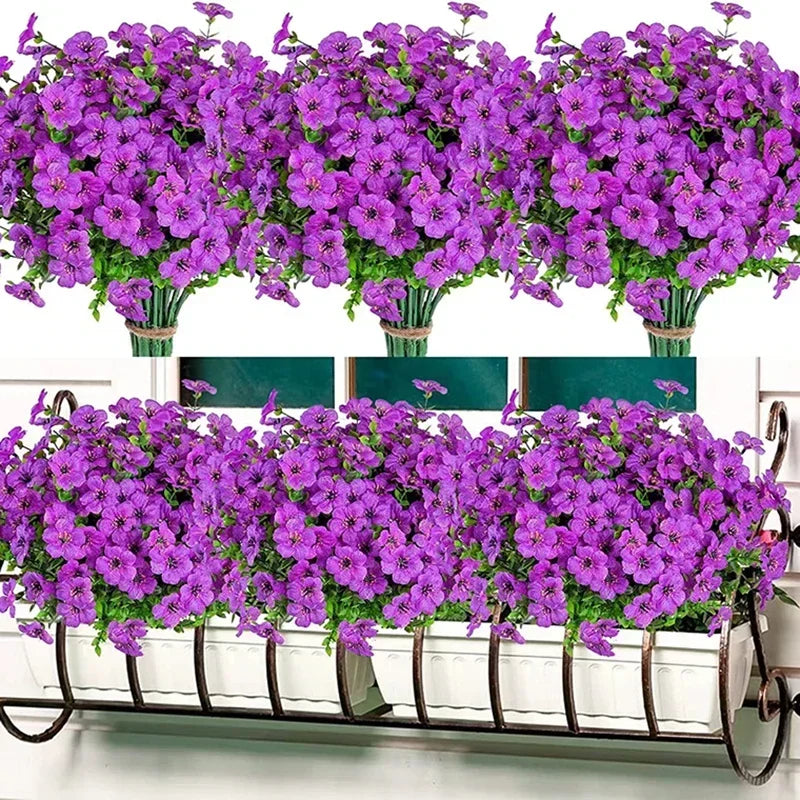 Flores artificiales para exterior, resistentes a los rayos UV, plantas sintéticas para jardín, bodas, hogar, cocina, decoración de granja, plantas artificiales