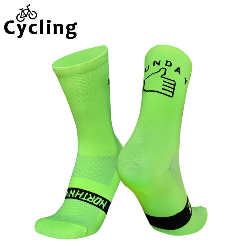 Deporte Correr Lunes Calcetines Nuevo Domingo Transpirable Ciclismo Calcetines de Ciclismo de Carretera para Hombres Mujeres calcetines ciclismo