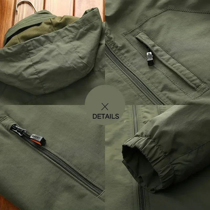 Chaqueta de hombre para senderismo y camping al aire libre, impermeable, cortavientos con capucha, abrigo informal nuevo de otoño, chaqueta táctica militar para hombre 6XL