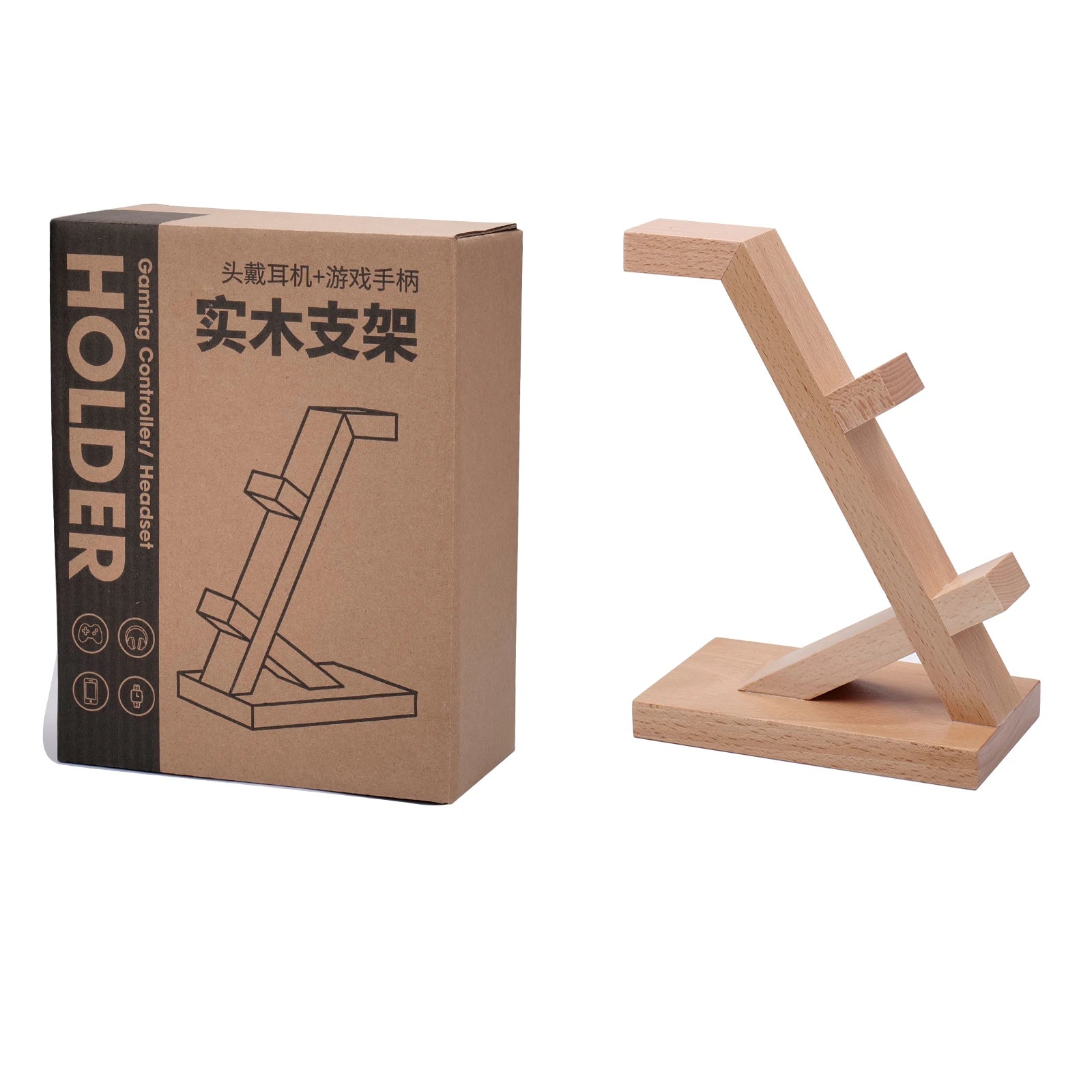 Soporte de madera para auriculares, soporte para auriculares gaming para escritorio, accesorios de gaming, regalo para AirPods, PS5, Xbox