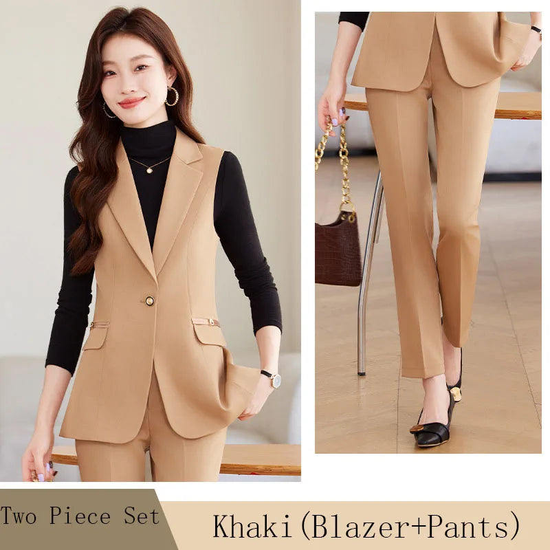 Women Pants Sets Off Shoulder Sleeveless Vest Top Female Pencil Pants Women 2 Piece Set Outfit Elegant Women's Pants Suit