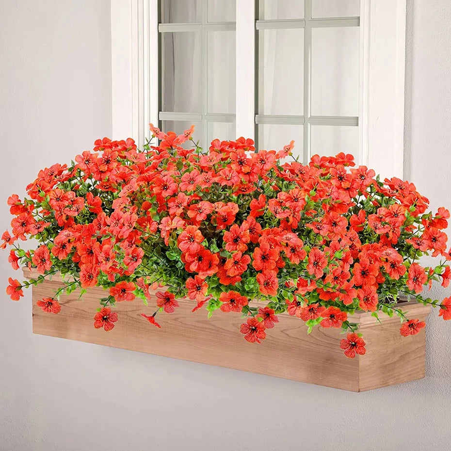 Flores artificiales para exterior, resistentes a los rayos UV, plantas sintéticas para jardín, bodas, hogar, cocina, decoración de granja, plantas artificiales