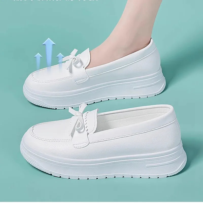 STRONGSHEN Zapatos de enfermera para mujer, suela suave cómoda, transpirables, antideslizantes, cuña, zapatos casuales blancos, zapatos de trabajo, Zapatos Mujer
