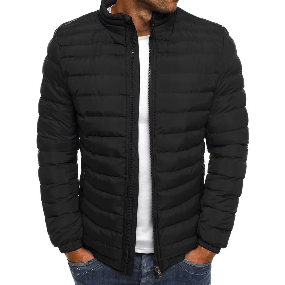  Chaqueta de algodón para hombre, cálida, informal, de invierno, gruesa, con cuello levantado, cortavientos, acolchada de algodón, para hombre, prendas de abrigo, M-3XL