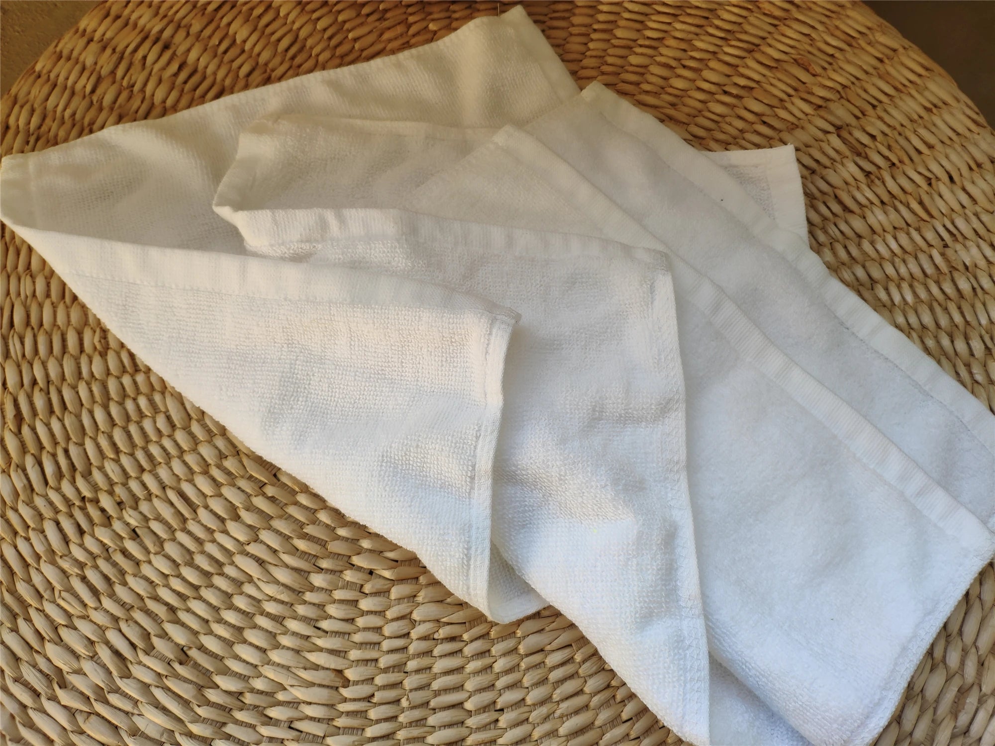 10 unidades/lote Toallas pequeñas blancas para manos y cara, para cocina, hotel, restaurante, jardín de infancia, toalla de algodón para salón de belleza