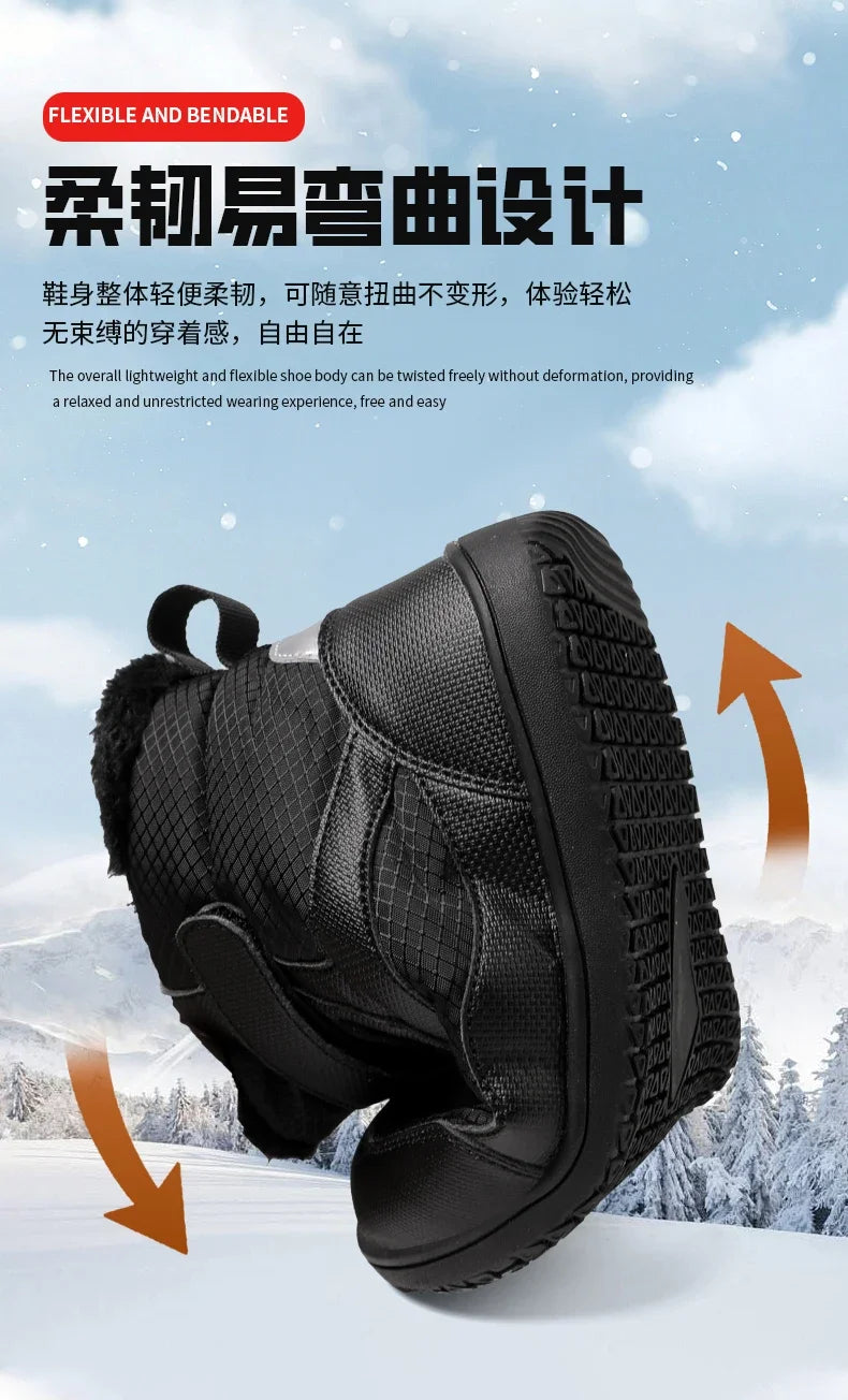 Boys Girls Winter Snow Boots Wide Toe Barefoot Insulated Waterproof Fur Lined Shoes for Kids Cold Weather Outdoor Sneakers