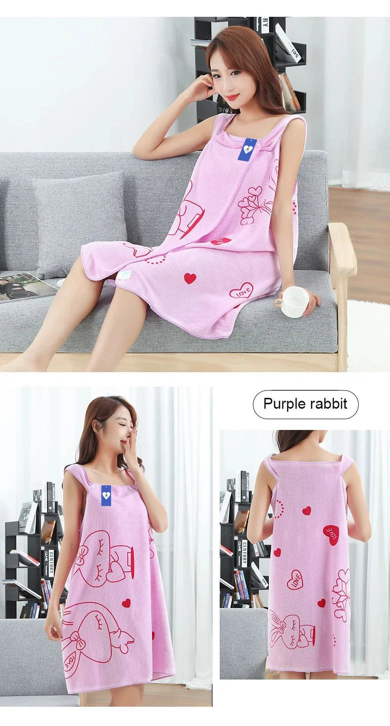Toalla de baño portátil Love Rabbit, engrosada, para adultos, para mujer, falda de baño para secar el pecho, falda de vapor absorbente de sudor, sauna