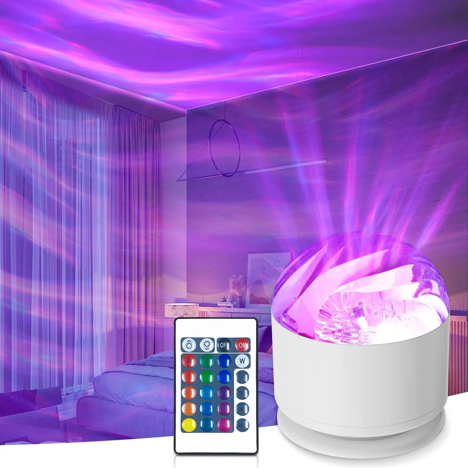 New white LED Night Light 16 Colors Starry Sky Galaxy Projector Light Remote Auto Rotate Northern Lights Home Bedroom Decor Lamp