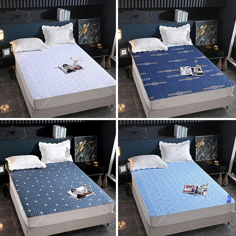Cubrecama Impermeable Sobre La Cama Protector De Colchón Transpirable Antideslizante Con Banda Elástica Alfombrilla Antipolvo Para Hotel y Hogar