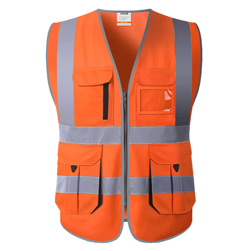 Chaleco Rojo para Hombre Chaleco de Trabajo con Múltiples Bolsillos Ropa de Trabajo de Alta Visibilidad