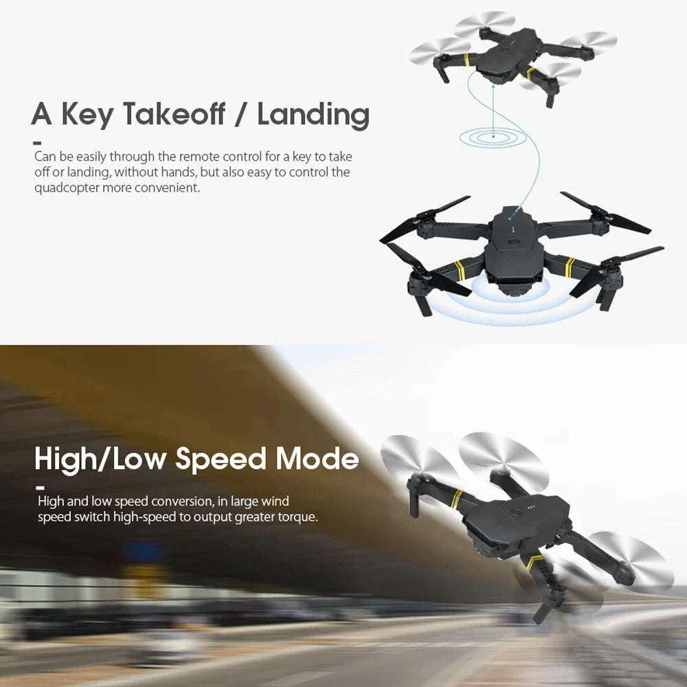 KBDFA – Mini drone E58 WiFi FPV, quadricoptère pliable avec batterie, caméra HD 1080P 4K, hélicoptère RC, jouets, cadeau