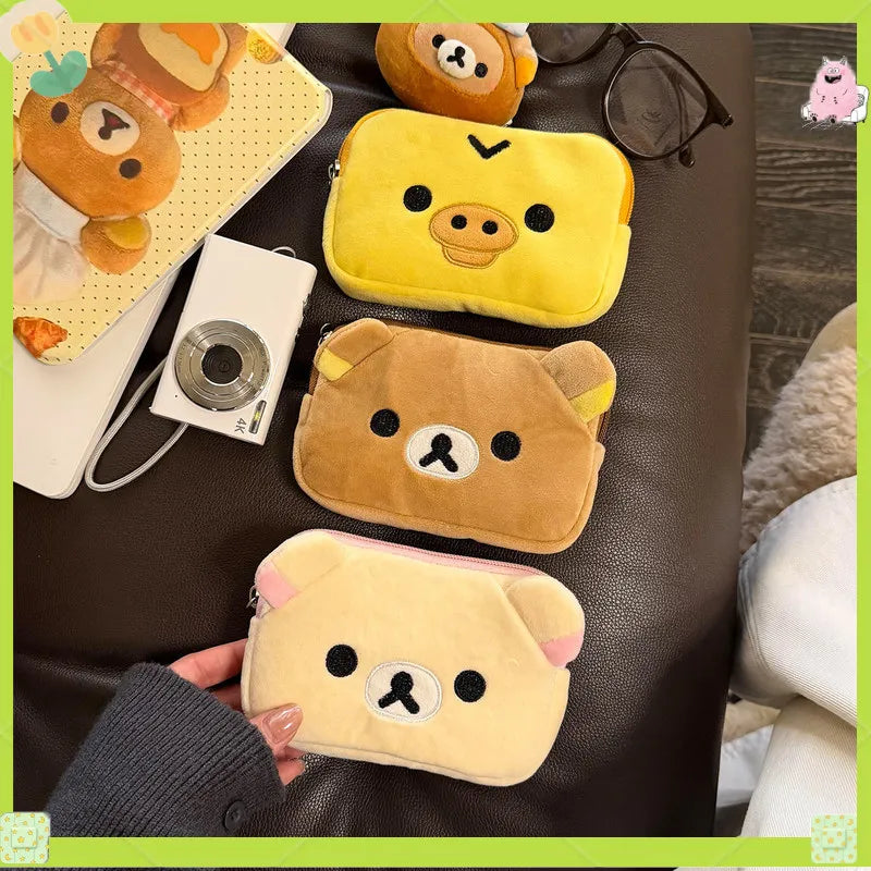 Kawaii Rilakkuma Multi Case Kiiroitori Korilakkuma Bear Coin Purse Wallet Cosmetic Makeup Bags Organizer Storage Bag Cute Gifts