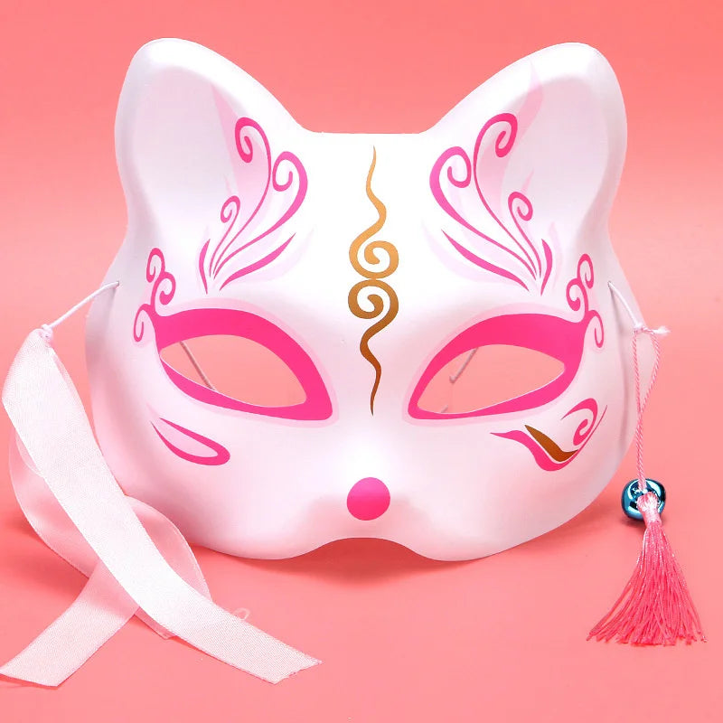 Máscara de conejo de estilo japonés, máscaras de media cara, zorros, conejo, accesorios de cosplay, máscaras de fiesta de disfraces de Halloween, máscara de anime para mujeres y hombres