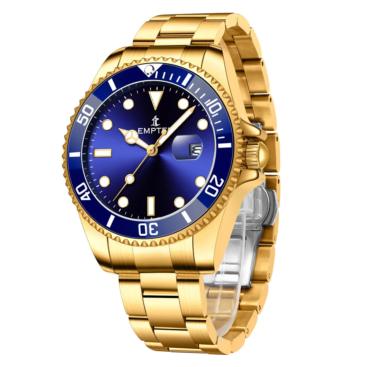 Montres pour hommes avec date, montre-bracelet de luxe étanche pour hommes, analogique, bicolore, en acier inoxydable, lumineuse