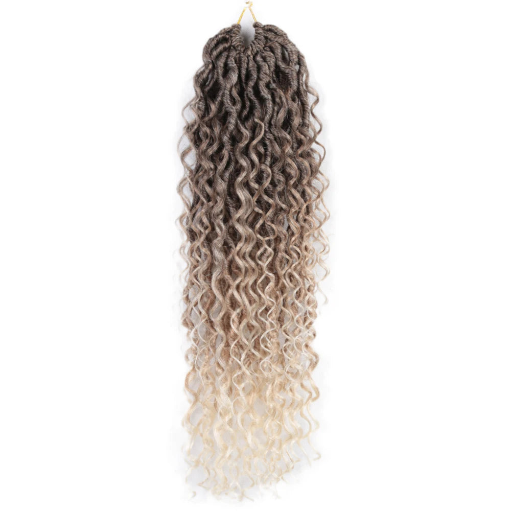 Synthetic Goddess Locs Crochet Hair Braids Curly Faux Locs Braiding Hair Extensions Wig For Women Black Hippie Boho Style