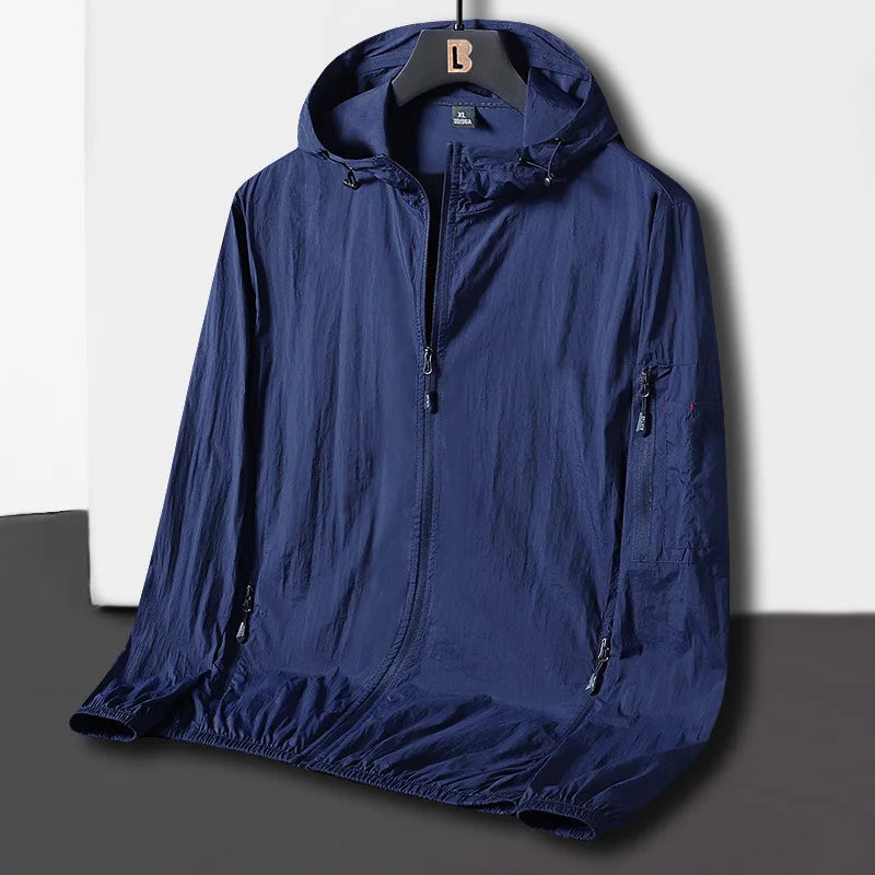 Chaqueta cortavientos informal de verano para hombre, de secado rápido, para senderismo, pesca, trekking, escalada, chaqueta de protección solar, ropa de gimnasio