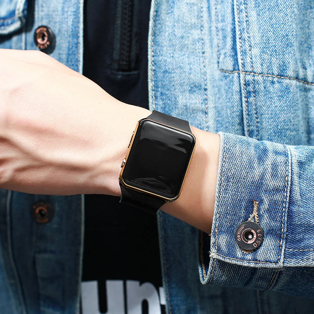 Reloj digital simple para hombres y mujeres, reloj electrónico LED deportivo de moda, correa de silicona negra, reloj casual para hombre, Reloj Hombre