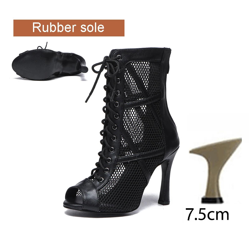DKZSYIM Zapatos de baile latino para mujer, color rojo y negro, zapatos de jazz de salón de baile, tacones de 5-11 cm para mujer y hombre, para salsa y tango