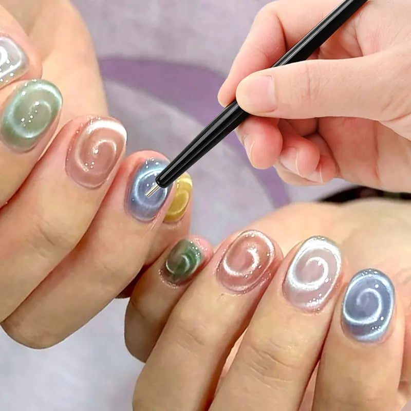 1/2pcs 3D Water Ripple Vortex French Cat Eye Nail Magnetic Pen Suction Steel Ball Magnet Pen Nail Tools Gel Nail Polish Magnetic