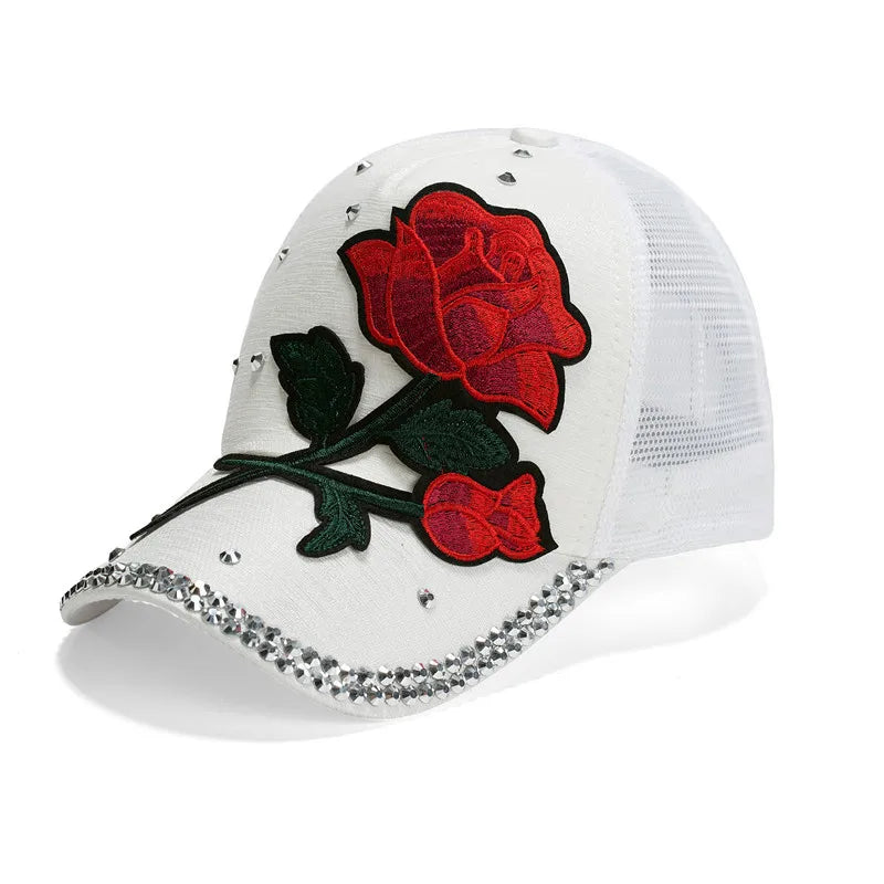 Gorra de béisbol de moda con estampado de rosas para hombre y mujer, gorras de primavera y verano, gorras de sol para mujer, gorra Snapback lisa, gorra de béisbol informal para fotos callejeras