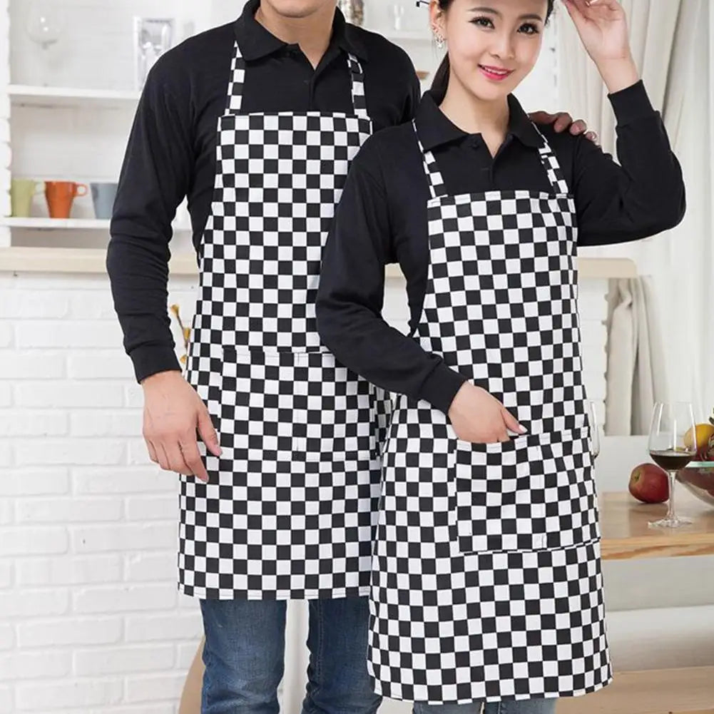 Delantal de cocina delantal de cocinero con cuello halter con 2 bolsillos delantales sin mangas para catering para hombres y mujeres delantal de camarero para barbacoa con estampado