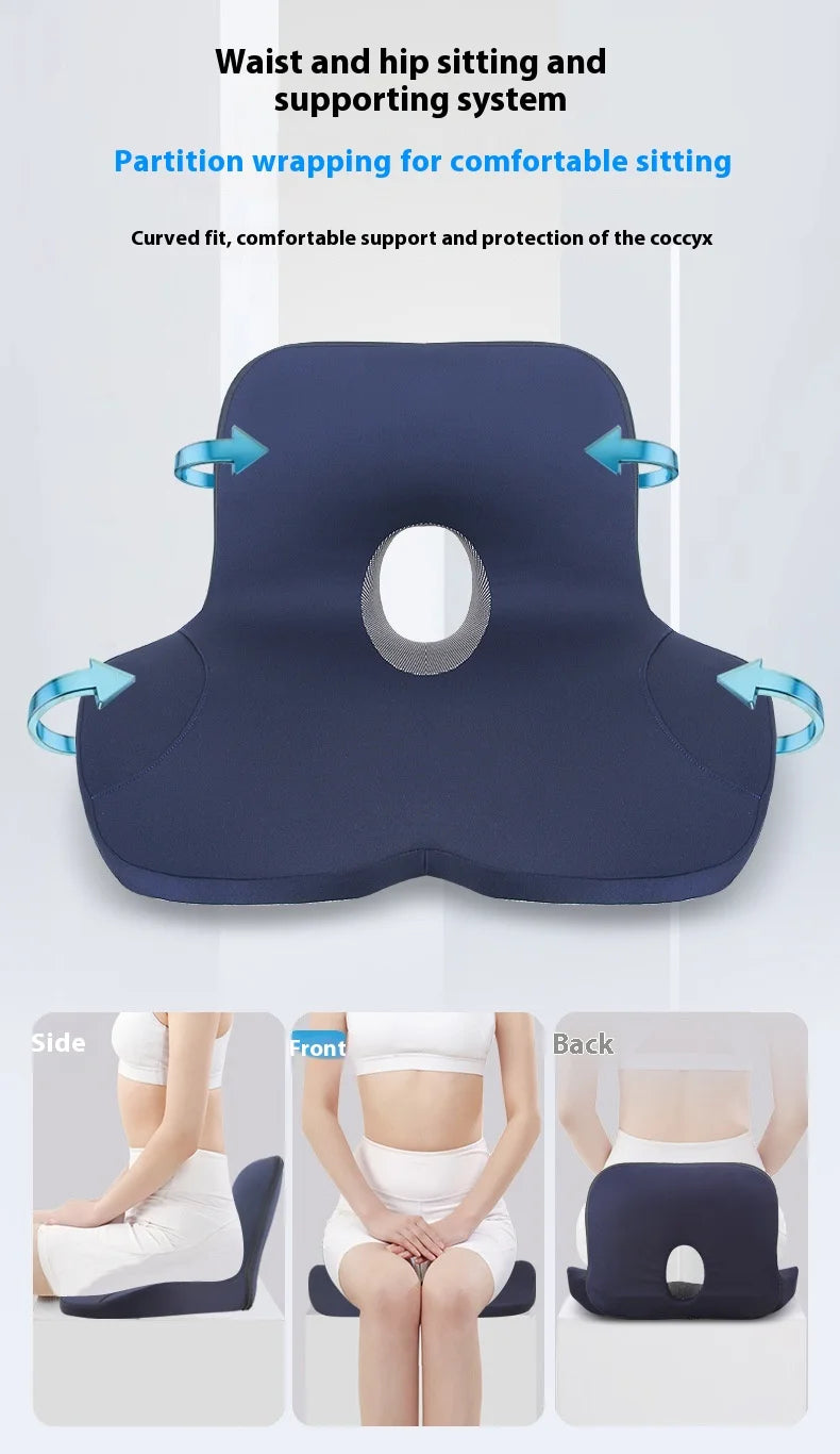 Juego de cojín de asiento de espuma viscoelástica y almohada de apoyo lumbar para la cintura, ortopédico, ergonómico, para aliviar el coxis, almohadilla de cadera lumbar para silla de oficina o coche