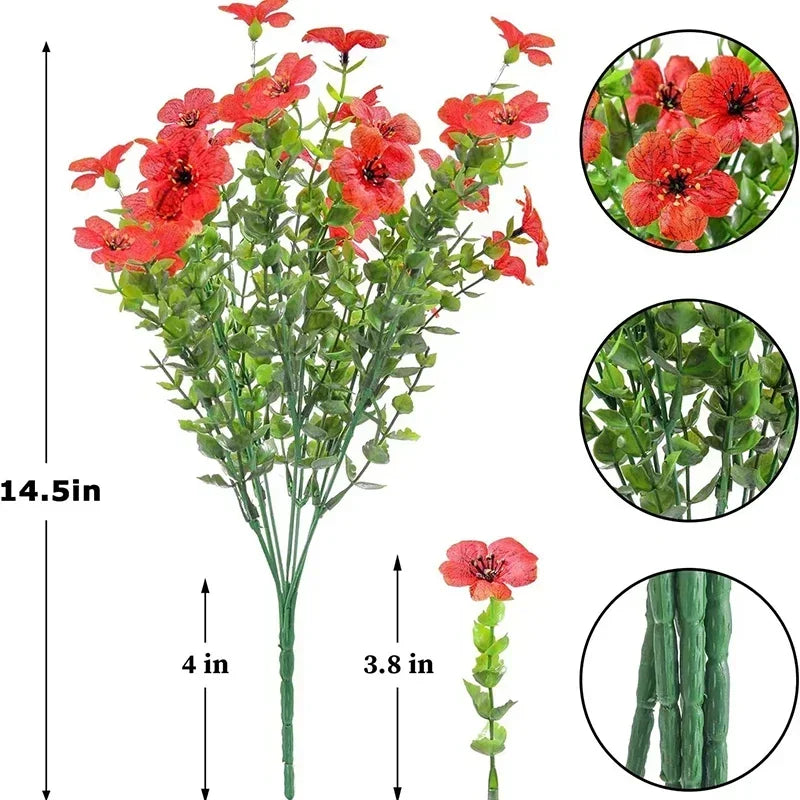 Flores artificiales para exterior, resistentes a los rayos UV, plantas sintéticas para jardín, bodas, hogar, cocina, decoración de granja, plantas artificiales