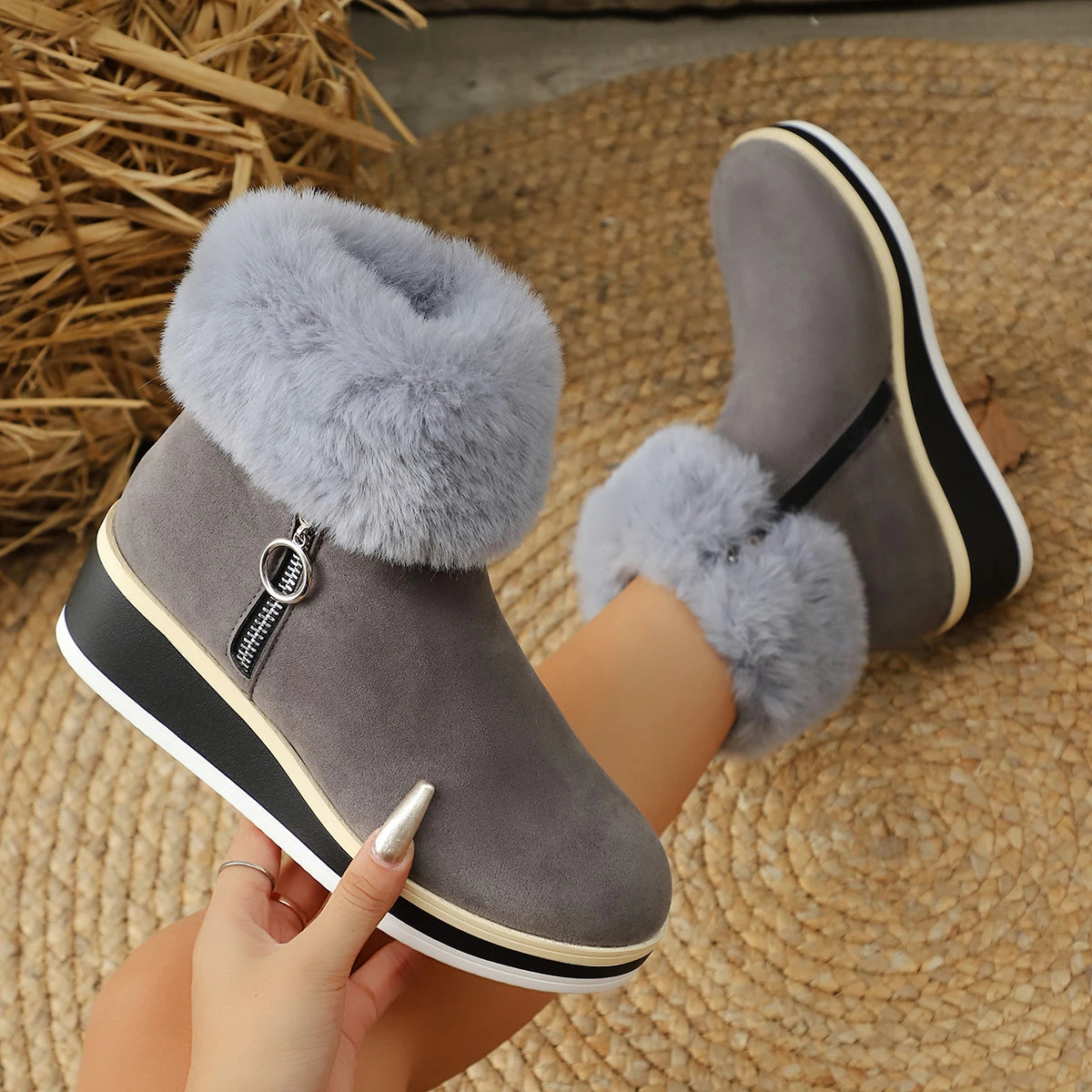 Plush Winter Ankle Snow Boots