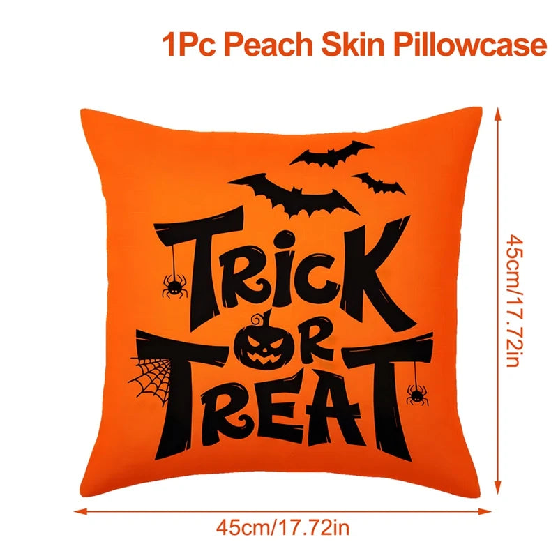 Funda de cojín de lino de Halloween, funda de almohada con temática de truco o trato, funda de almohada de calabaza y fantasma de dibujos animados, decoración para fiesta de Halloween 2025