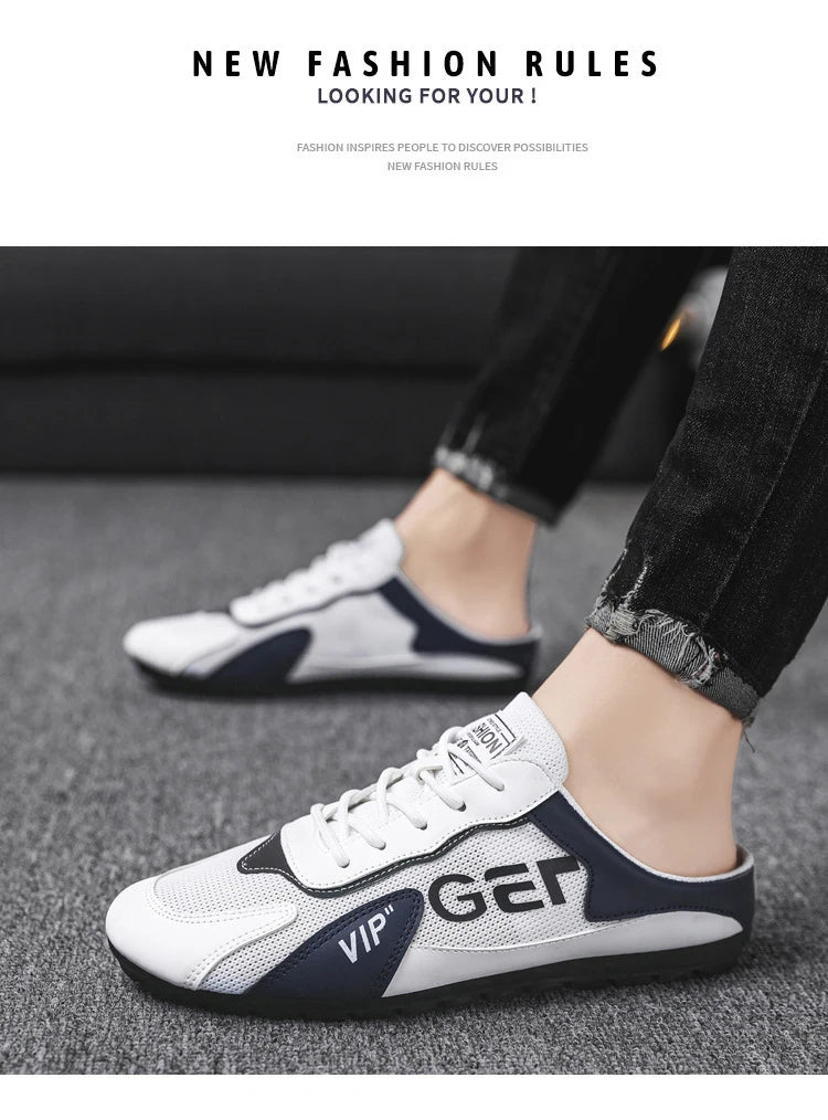 Nueva Tendencia de Pantuflas para Hombre Zapatos Baotou para Hombre Verano Transpirable Zapatos Casuales Planos Vulcanizados Zapatillas Deportivas Masculinas Zapatos Semi Abiertos