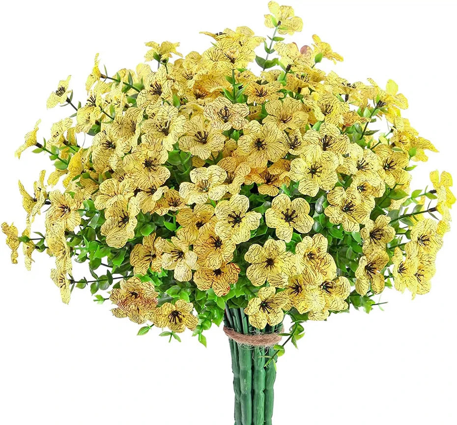Flores artificiales para exterior, resistentes a los rayos UV, plantas sintéticas para jardín, bodas, hogar, cocina, decoración de granja, plantas artificiales