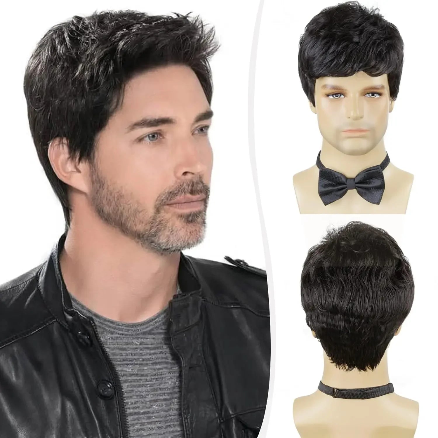 Peluca para hombre gris plateado