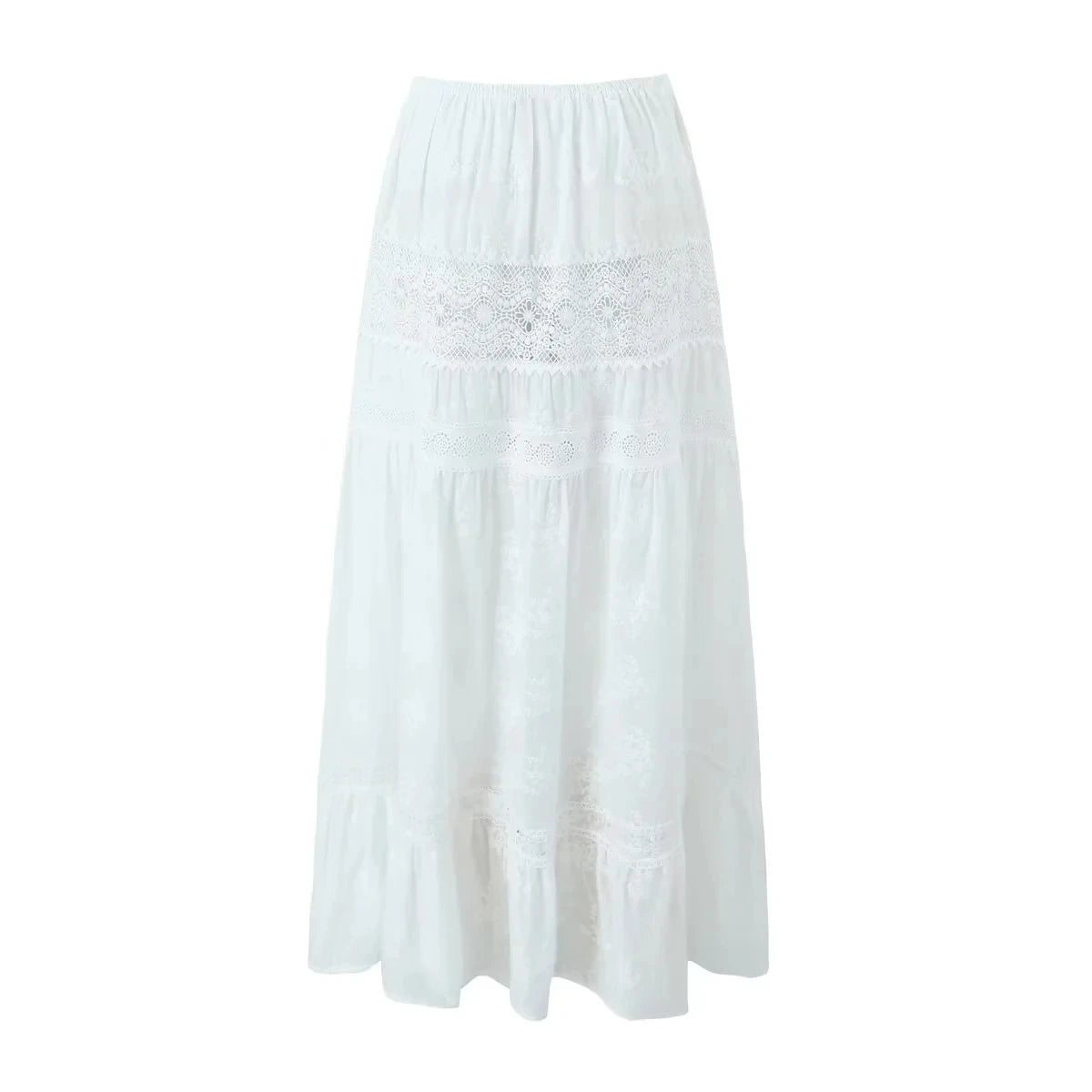 Conjunto de falda de encaje, vestido de verano para mujer, vacaciones en la playa, sexy, algodón, conjunto a juego, atuendos de primavera, blanco, 2 piezas, conjunto de vestidos de mujer 2025