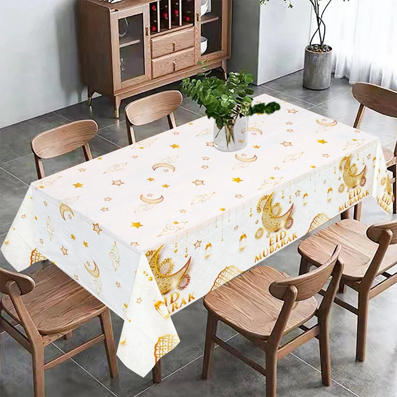 Eid Mubarak Stjernemåneduk Ramadan Kareem Dekor til Hjem 2025 Islamsk Muslimsk Fest Eid Al Adha Utstyr Slottbordduk
