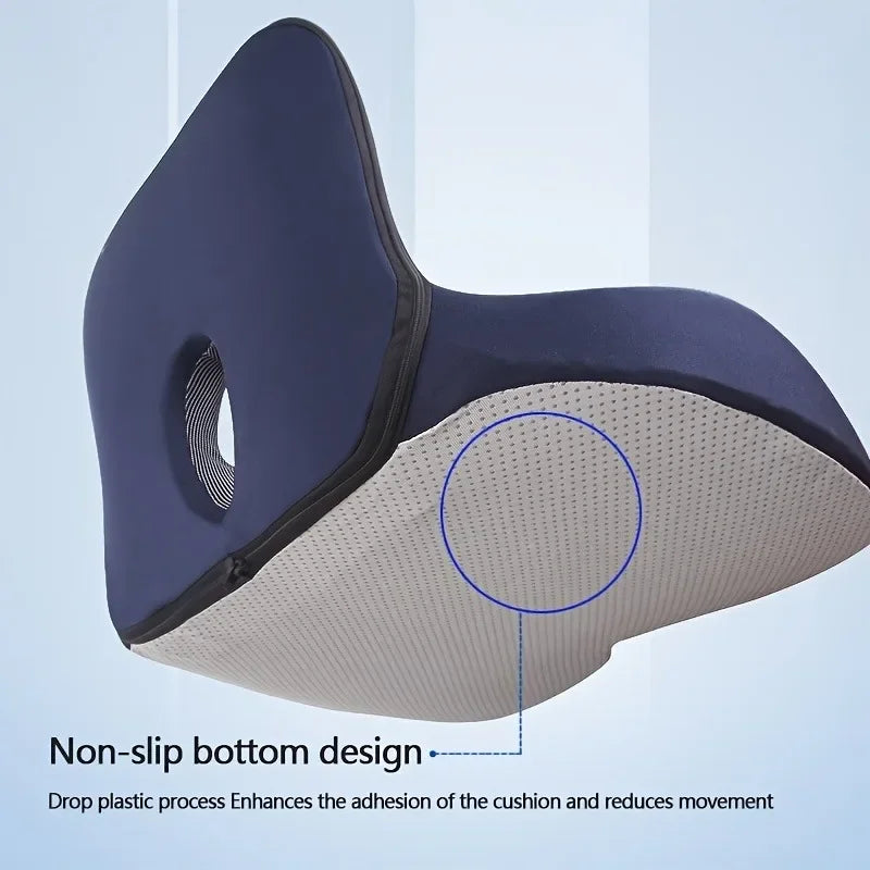 Juego de cojín de asiento de espuma viscoelástica y almohada de apoyo lumbar para la cintura, ortopédico, ergonómico, para aliviar el coxis, almohadilla de cadera lumbar para silla de oficina o coche