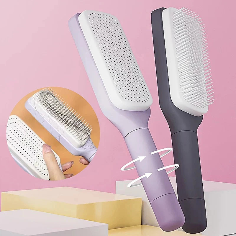 Massage Comb Scalp Hair Self Cleaning Hairbrush Rotating Retractable Anti Static Automatic Rotating Lifting Anti-Hair Loss 