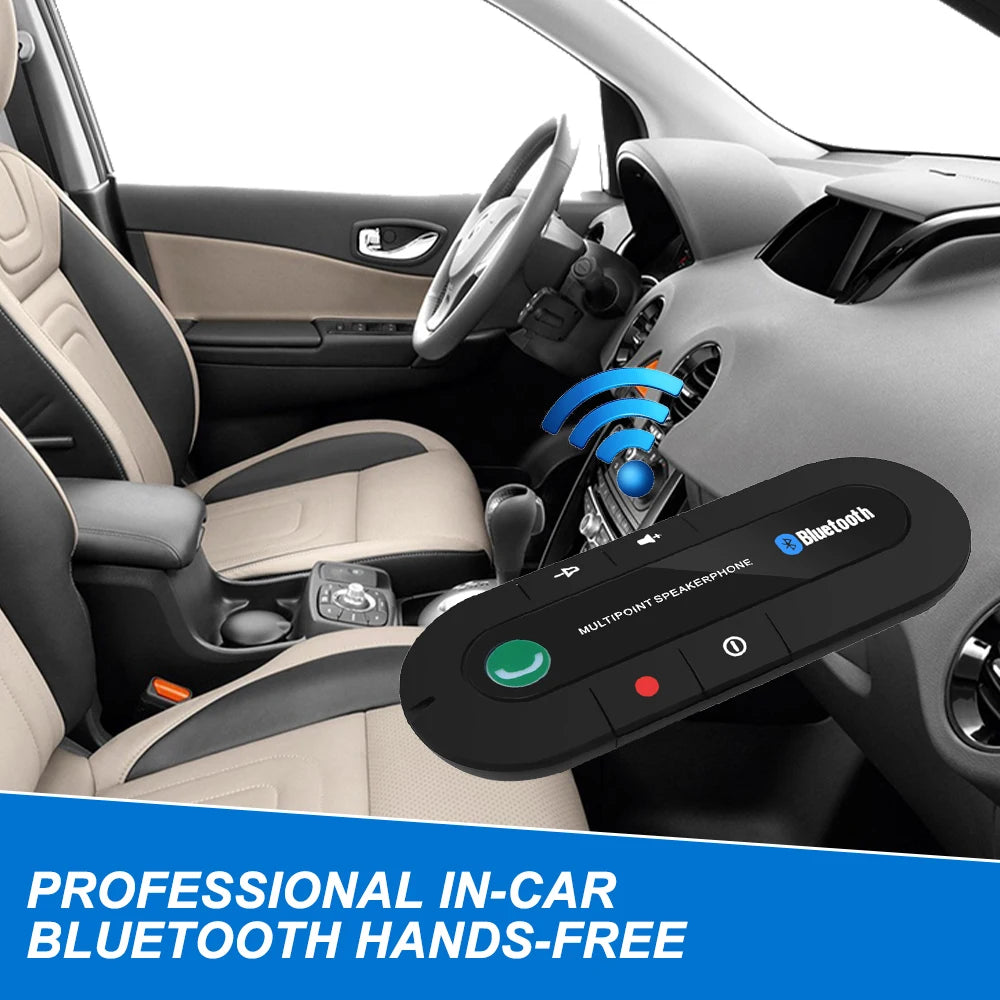 Altavoz Bluetooth manos libres para coche, kit manos libres, clip para parasol, receptor de audio inalámbrico, altavoz inalámbrico, reproductor de música MP3 estéreo inalámbrico
