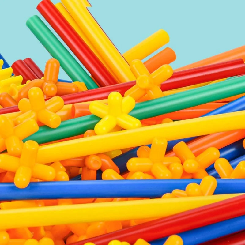 Jouets de construction de paille à faire soi-même, jouets éducatifs d'ingénierie de motricité colorée, jouets de construction STEM
