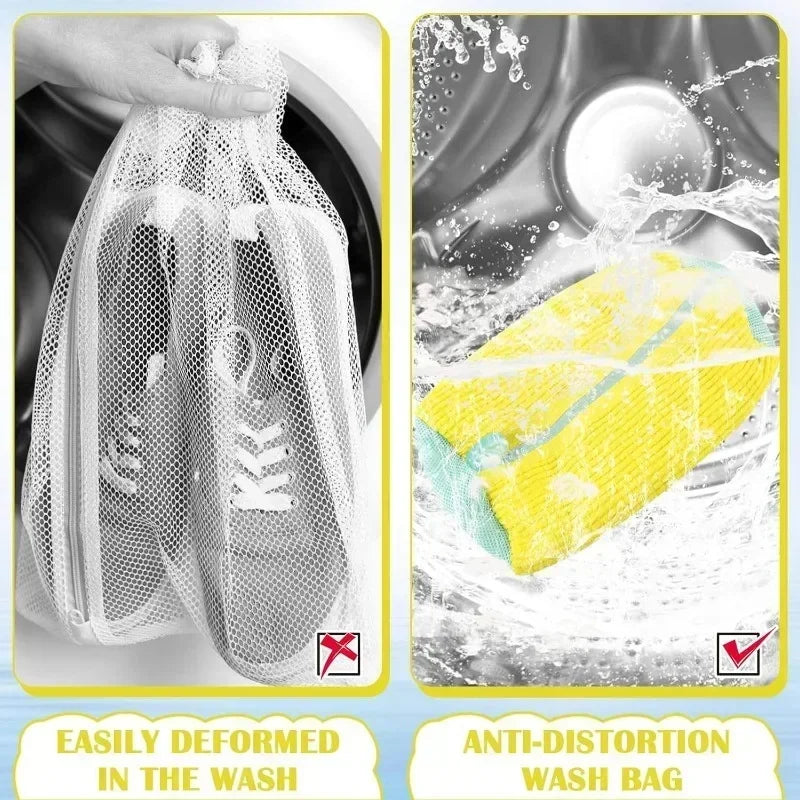 Bolsas de lavandería Bolsa para lavar zapatos a máquina - con cremallera Bolsa de lavandería con abundante pelusa en el interior, perfecta para zapatillas deportivas y calzado informal